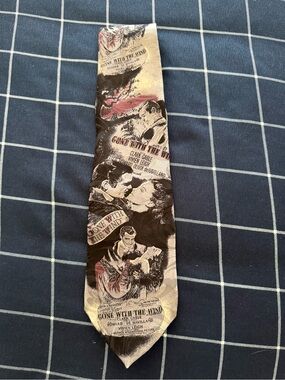 Wembley 'Gone With The Wind' Graphic Silk Tie in Black, Cream and Red